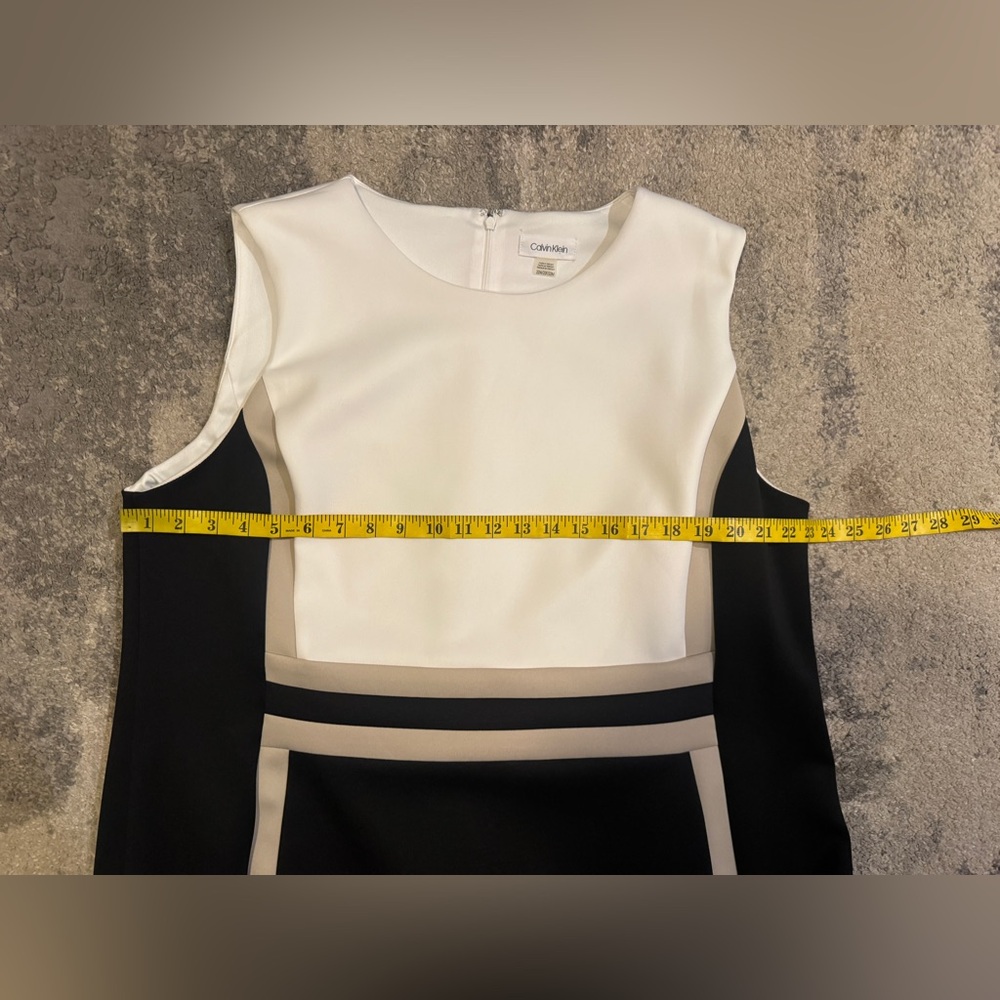 Calvin Klein Black and White Colorblock Midi Sheath Dress - Picture 5 of 7